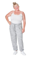 Obraz premium Gorgeous curvy woman sportswear outfit png mockup