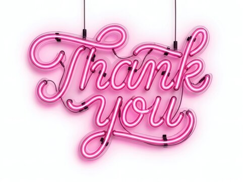 힙한 핑크 네온 튜브 Thank you 레터링