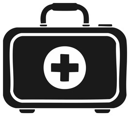 Obraz premium First Aid Kit Icon Illustration Healthcare Emergency Medical Supplies Doctor Bag Symbol Treatment Health Safety