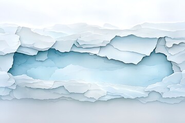 Fototapeta premium Abstract Texture of Cracked Ice with Soft Blue Tones and Layered White Ice Surrounding