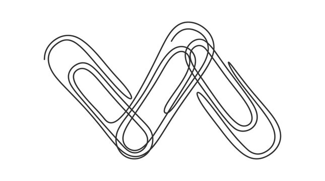 A minimalist, abstract line art illustration depicting three interlinked paperclips forming a wavy pattern, perfect for office or creative themes