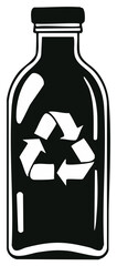 Fototapeta premium Recycle symbol on bottle black and white illustration