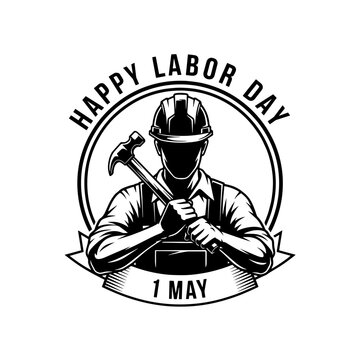 An appreciative Retro graphic illustration celebrating Happy Labor Day and International Workers Day on May 1st.svg