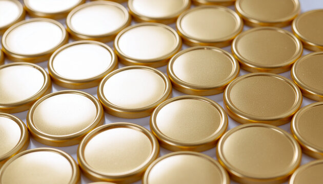 Golden metallic circular objects display