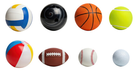 Obraz premium Collection of various sports balls isolated on transparent background