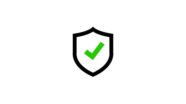 shield with checkmark animation on transparent background with alpha channel. security concept, Cybersecurity protection, network security validation, data safety certification video