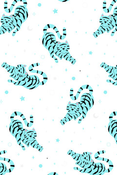 Png tigers pattern illustration in blue and black