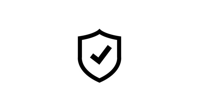 shield with checkmark animation on white background. security concept, Cybersecurity protection, network security validation, data safety certification video (2)