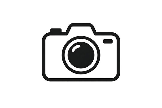 Minimal camera icon in black representing photography concept simple flat design for apps media content creation and visual communication modern graphic symbol