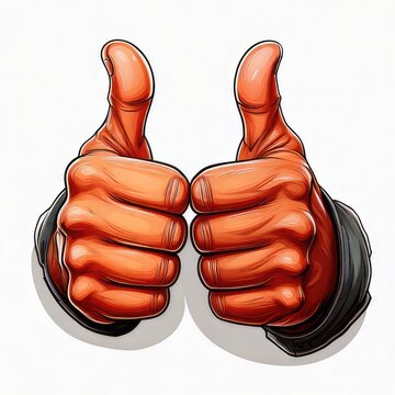 Cartoonish, orange hands giving a thumbs-up gesture