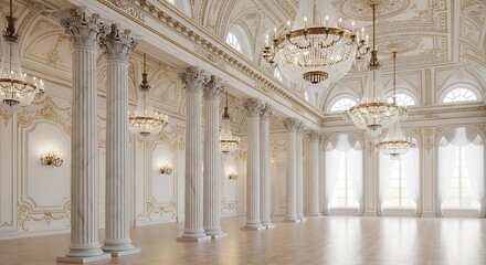 Fototapeta premium Interior of a luxurious empty ballroom.
