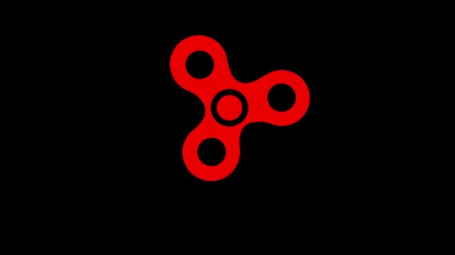 Red Fidget Spinner Toy Icon Animation on Black Background