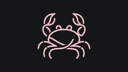 Fototapeta premium Pink crab line art on black background