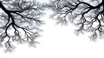 Fototapeta premium Bare tree branches against a bright sky, creating a visually striking contrast