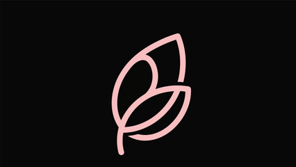 Obraz premium Pink leaf symbol on black background