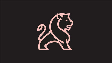 Pink lion outline on black background © Sigma
