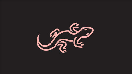 Obraz premium Pink lizard outline on black background