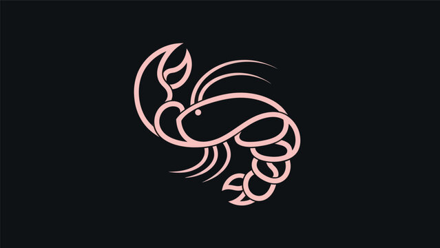 Pink lobster icon on black background