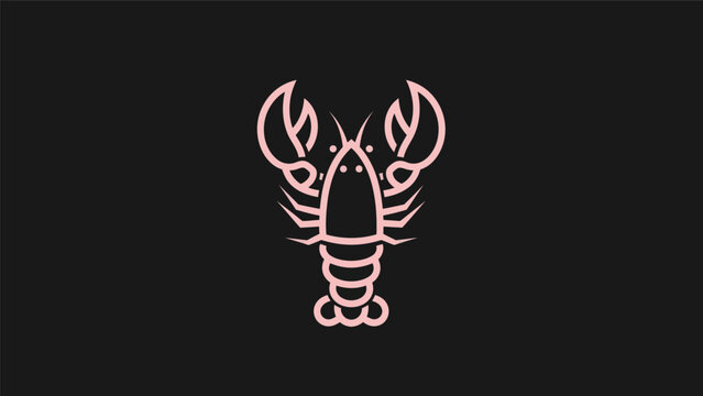 Pink lobster icon on black background
