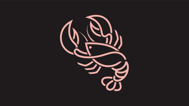 Pink lobster icon on dark background