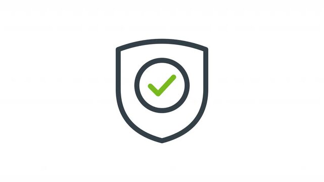 IPS cybersecurity animated icon with shield symbol, warning, and protection indicator in a clean, minimalist style. Perfect for network security, intrusion detection, prevention systems, and tech UI.