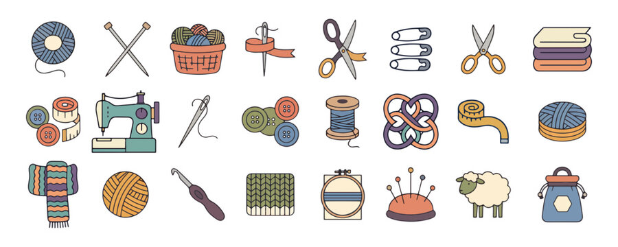Knitting and Sewing Icon Set