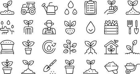 Eco Farming and Gardening Icon Set for Sustainable Agriculture Concepts © Icon Nest