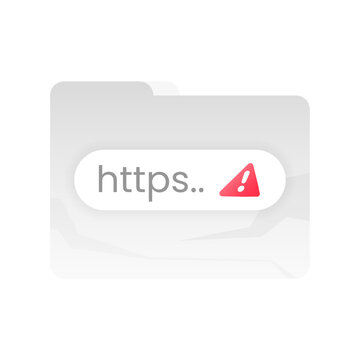 Broken link error concept illustration with cracked web page interface, warning exclamation mark. Modern vector design of 404 error, website failure, invalid URL, or connection problem in ui