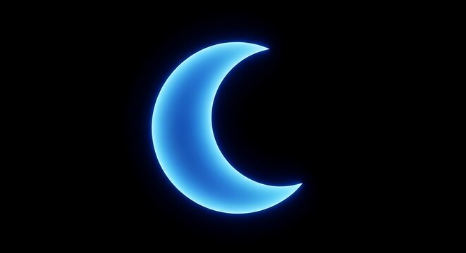 Glowing blue neon letter c on dark background