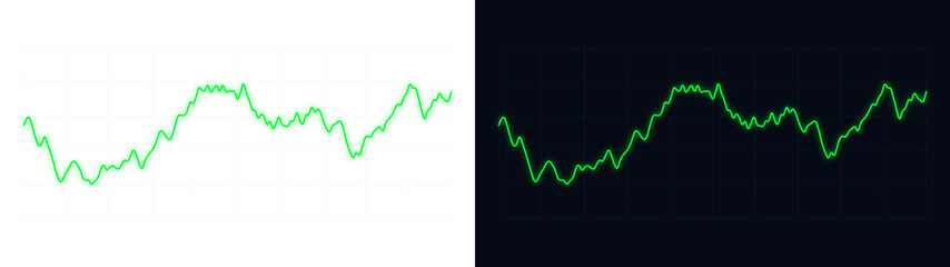 Fototapeta premium PNG image of&nbsp;Bright green glowing neon financial line graph fluctuating showing upward trend movement on transparent background