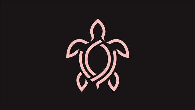 Pink turtle icon on black background