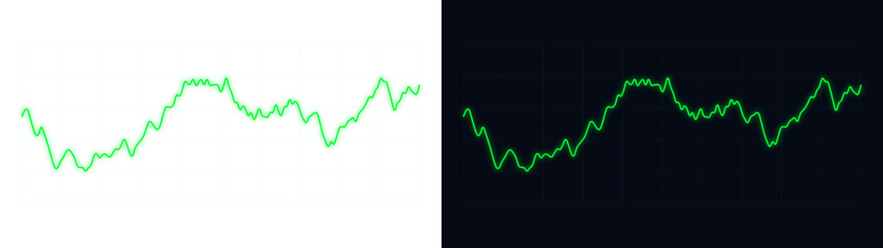 PNG image of&nbsp;Bright green glowing neon financial line graph fluctuating showing upward trend movement on transparent background