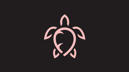Pink turtle logo on black background © Soge