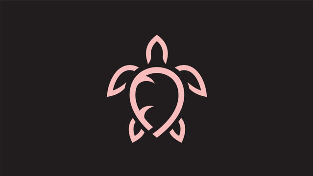 Pink turtle logo on black background