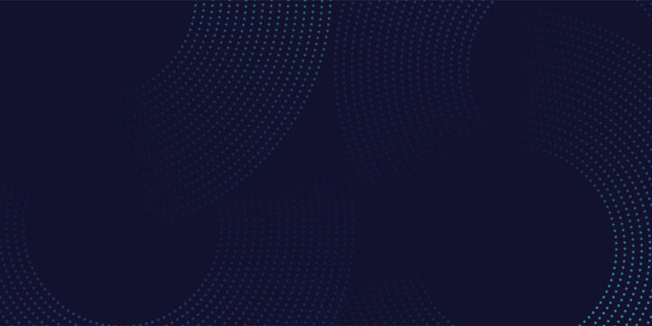 Abstract Blue, Green Gradient Circles Flowing Dot Waving Particle Geometric Technology Background. Digital Futuristic Dark Navy Blue Dotted Wave. Concept For Science, Music Cover, Website, Header