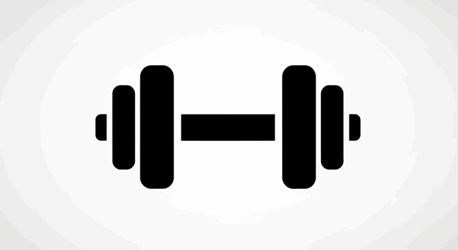Black Dumbbell Icon Fitness Symbol.