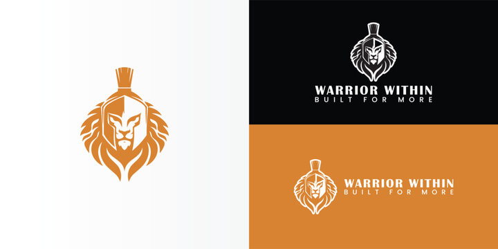A bold lion-warrior emblem that symbolises strength, discipline, courage, and leadership. The sharp lines and helmet give the emblem a powerful identity, perfect for a fitness coaching brand.
