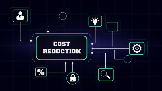 Strategic cost reduction planning for business financial growth and operational efficiency displayed with digital icons