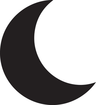 Simple black crescent moon shape on white background illustration