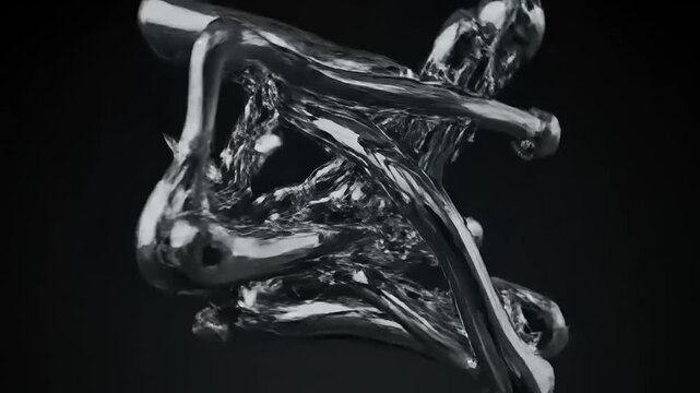 Abstract Crystal Formation on Black Background.