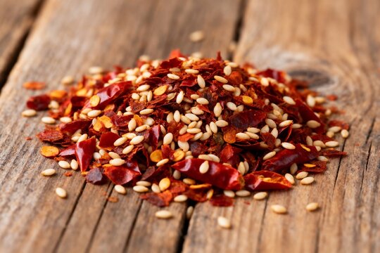 Spicy Za'atar Blend with Sesame Seeds on Rustic Wooden Background