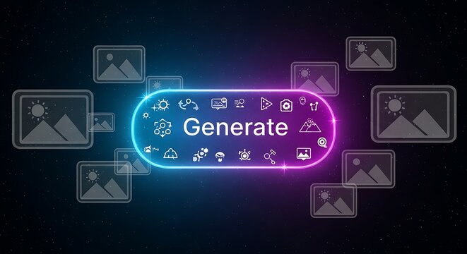 Neon Generate Button with Icons.
