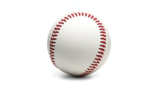 A fuzzy white ball with red zigzag stitching design element isolated on white background