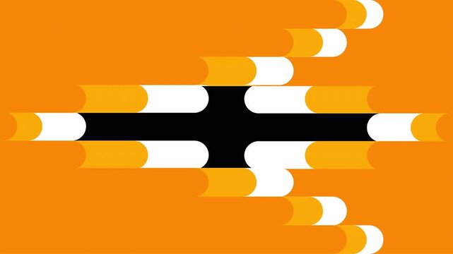 Flat transitions orange white border wavy modern graphic