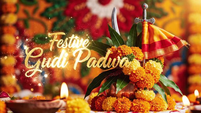 Festive Gudi Padwa Celebration Decorations.