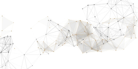 Abstract geometric background with connecting dots and lines with low poly triangle shapes. Polygonal Mesh Background Vector design digital technology concept Global network connection data structure. © Kainat 