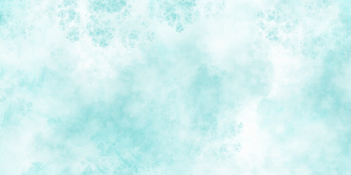 Panorama of blue sky and White cloud nature background .Classic hand painted Blue watercolor background for design.Aquarelle hand painted paper textured canvas for vintage ,invitation card, template. 