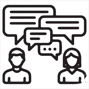 Comment Interaction Line Icon Vector, User Feedback and Online Discussion Symbol EPS 10