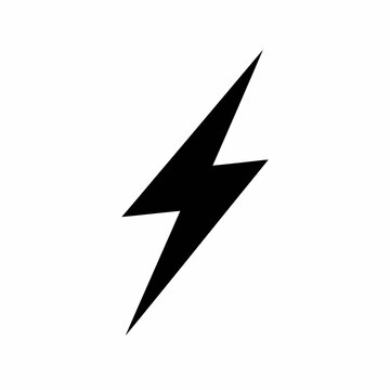 Black lightning bolt symbol isolated on white background.