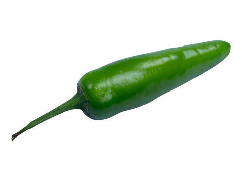 A serrano chili pepper in png format, with a transparent background, isolated.